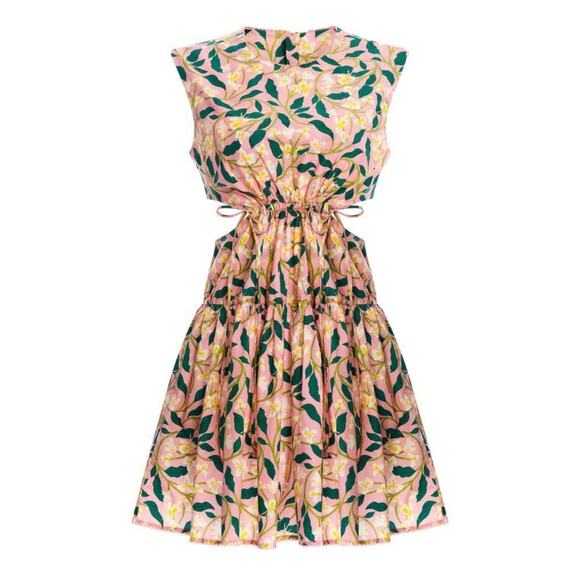 Agua By Agua Bendita Sucré Dos Gardenias Rosa Floral Cut Out Dress